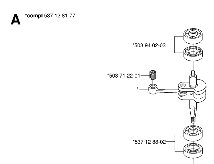 Crankshaft Diagram and Parts List for 323HD60 20062300001-20081400000 Husqvarna Hedge Trimmer