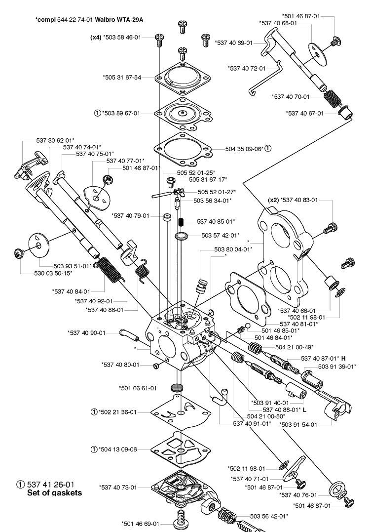 Carburetor Parts Diagram and Parts List for 455E (Rancher)(2006-06) Husqvarna Chainsaw