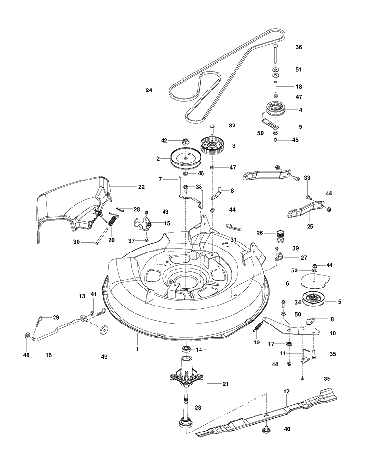 Mower Deck / Cutting Deck Diagram and Parts List for RZ3016 (96661230104)(2015-04) Husqvarna Lawn Mower