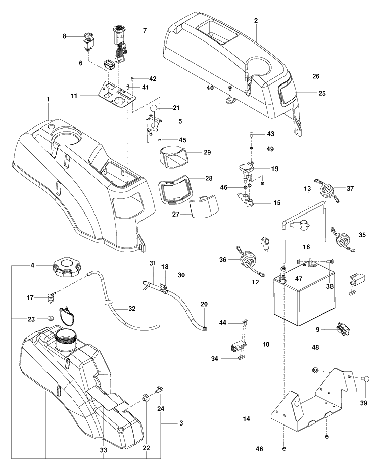 Ignition System Diagram and Parts List for RZ46I (96727760400)(2014-03) Husqvarna Lawn Mower