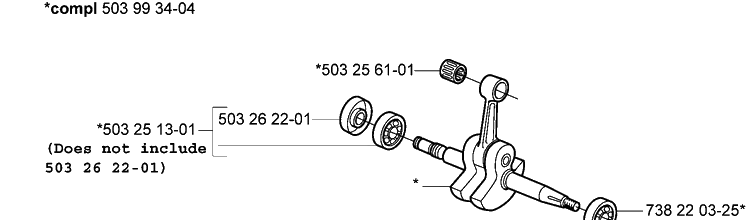 Crankshaft Diagram and Parts List for 385 2005-03 Husqvarna Chainsaw