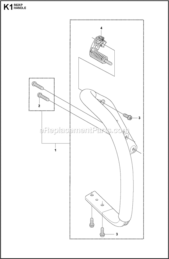 Handle Diagram and Parts List for 562XPG  Husqvarna Chainsaw