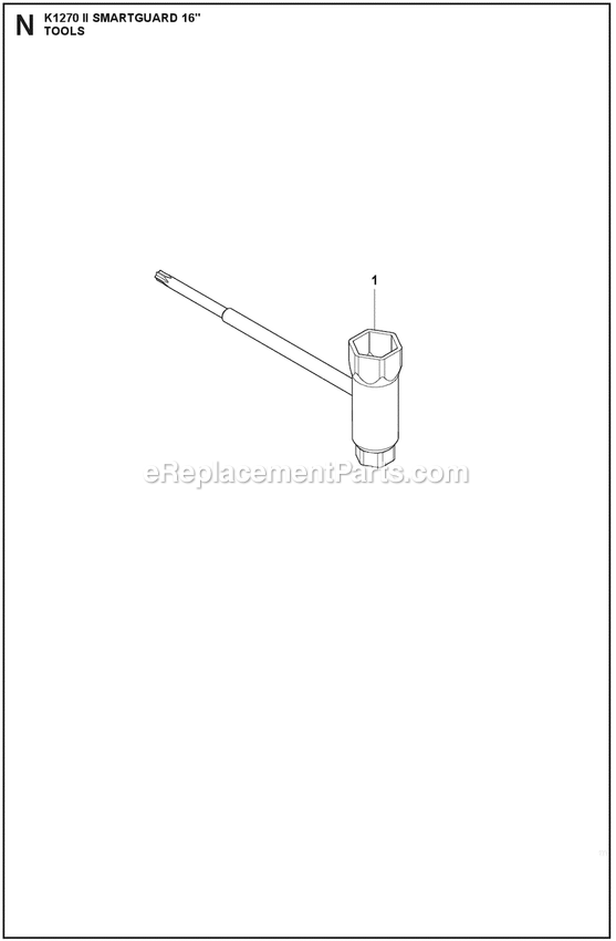 Tools Diagram and Parts List for K1270II  Husqvarna Concrete Saw