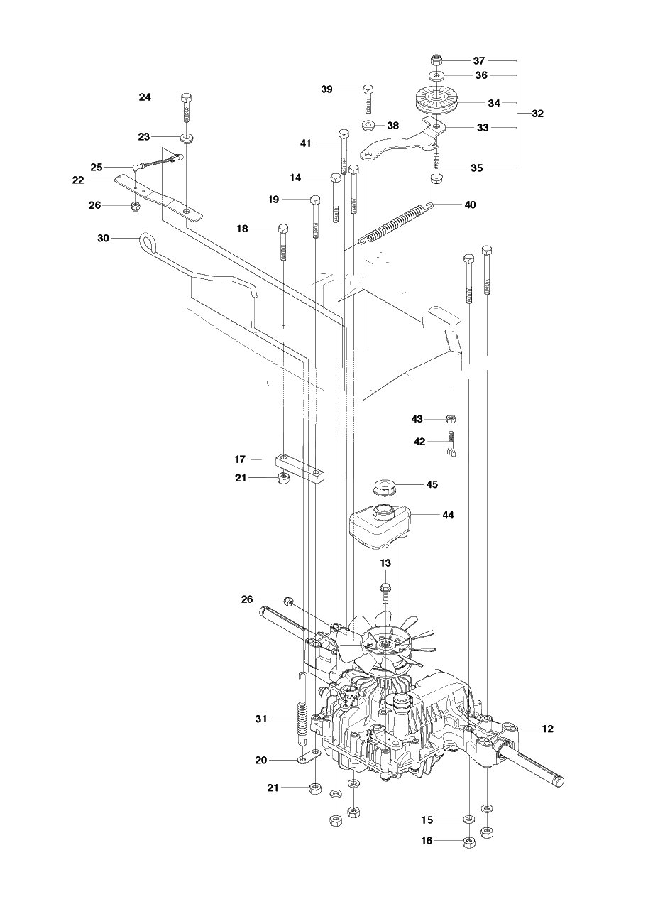 Chassis Rear 2 Diagram and Parts List for R15T (966414201)(2010-07) Husqvarna Lawn Tractor
