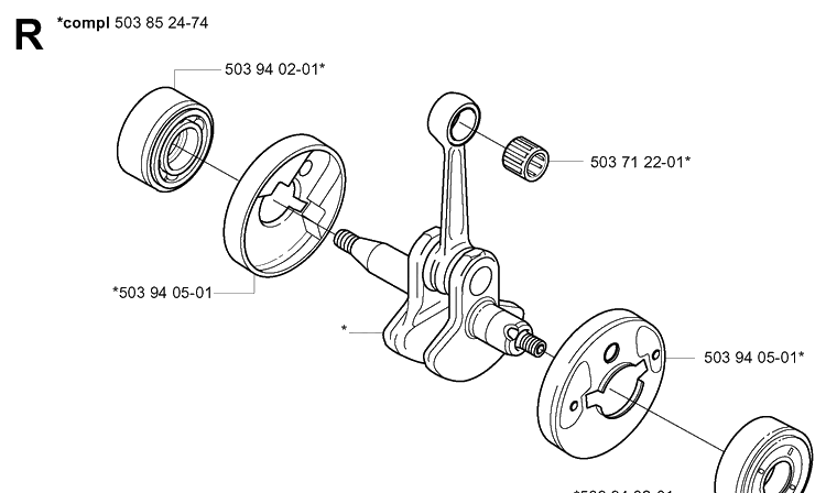 Crankshaft Diagram and Parts List for 326LX 20061400001-20070100000 Husqvarna Edger