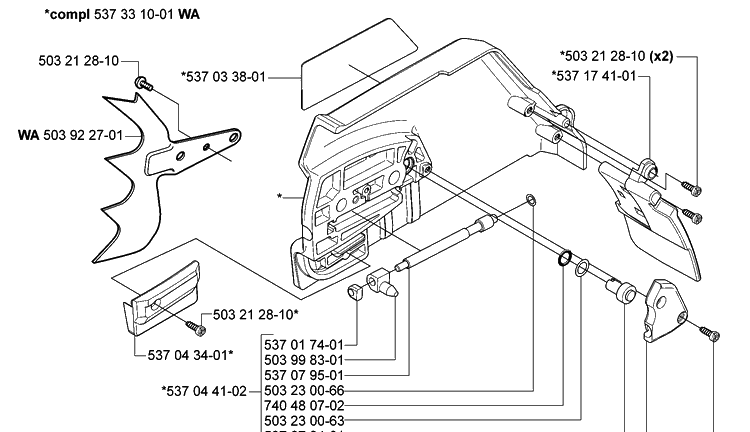 Wrap Handle Diagram and Parts List for 385 2005-03 Husqvarna Chainsaw