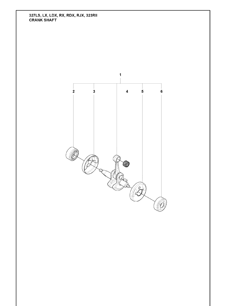Crank Shaft Diagram and Parts List for 323RII 2009-08 Husqvarna Trimmer