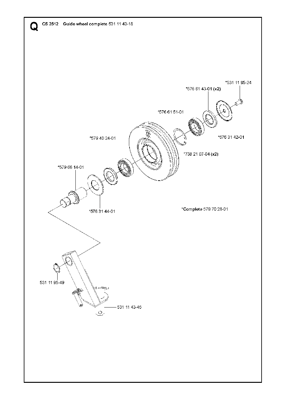 Wheels And Tires Diagram and Parts List for CS2512 (1301 & Above)(2013-04) Husqvarna Circular Saw