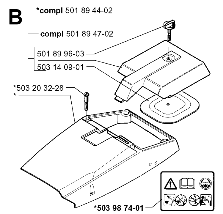 Cover Diagram and Parts List for 3120 20000600001-20013500000 Husqvarna Chainsaw