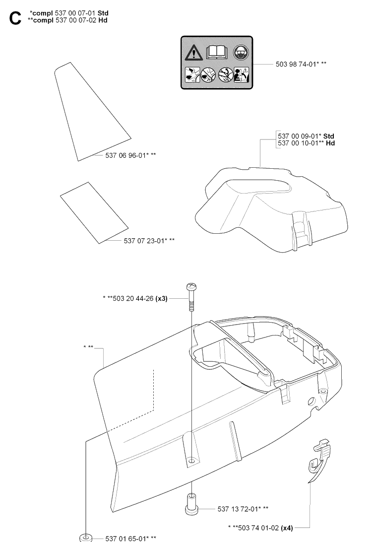 Cylinder Cover Diagram and Parts List for 385 20064000001-Current Husqvarna Chainsaw