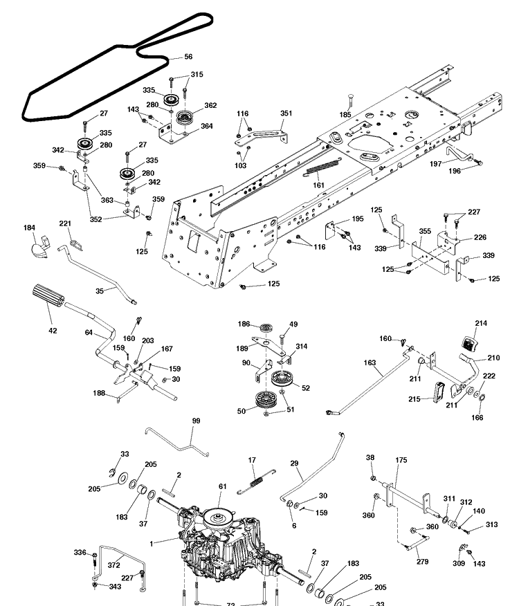 Drive Diagram and Parts List for TC239T (96051018200)(2018-10) Husqvarna Lawn Tractor