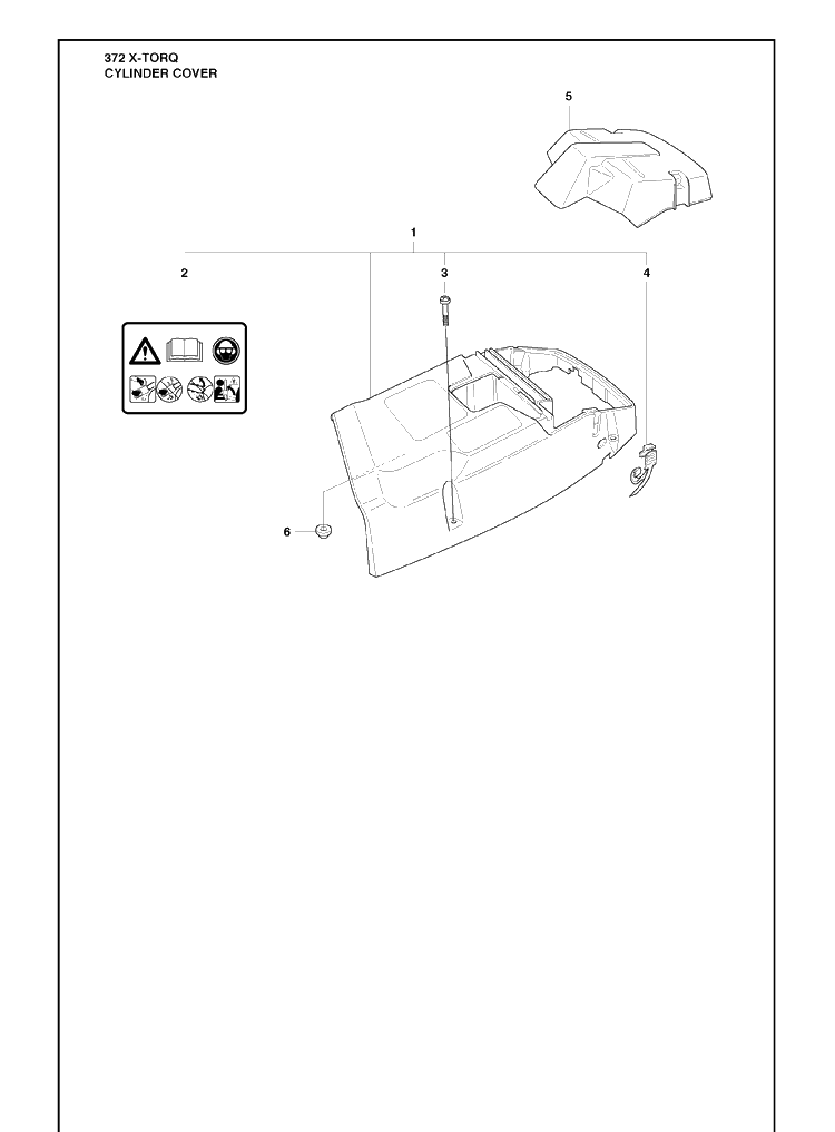 Cylinder Cover Diagram and Parts List for 372 (X-TORQ)(2010-04) Husqvarna Chainsaw