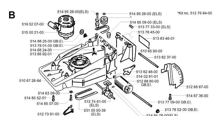 Frame And Engine Diagram and Parts List for 43EL ROYAL Husqvarna Lawn Mower
