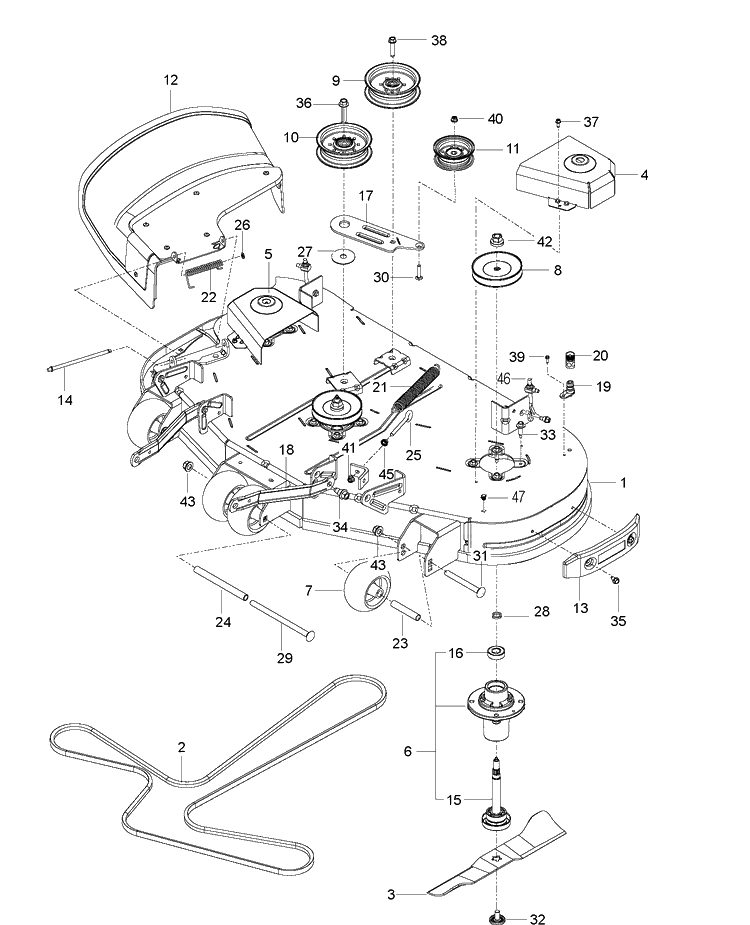 Mower Deck / Cutting Deck Diagram and Parts List for MZ48 (96766590100)(2017-02) Husqvarna Lawn Mower