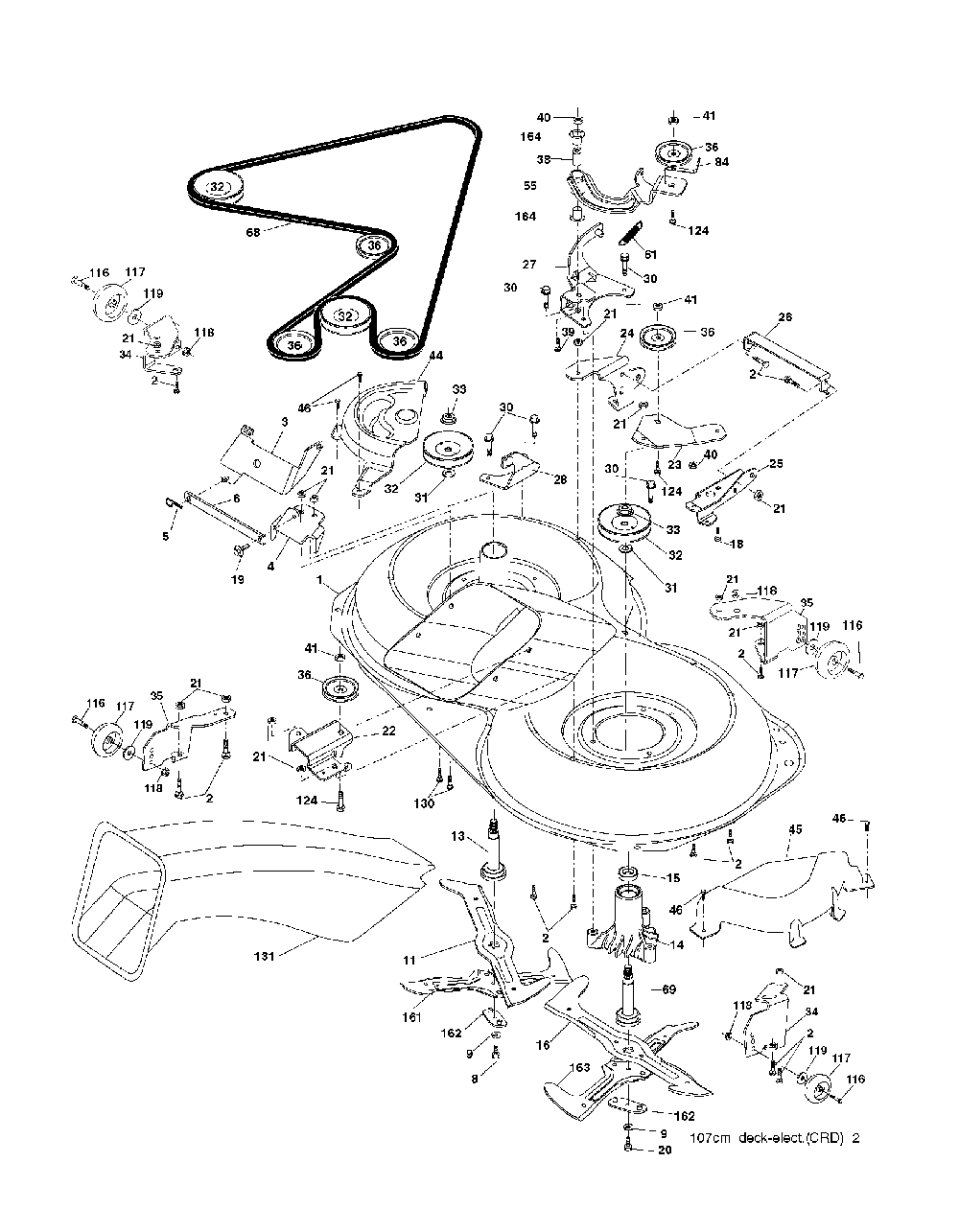 Mower Deck / Cutting Deck Diagram and Parts List for CTH220TWIN (96061019102)(2007-11) Husqvarna Lawn Tractor