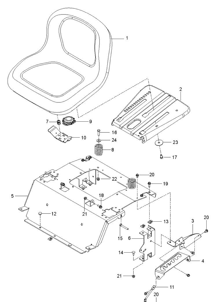 Seat Diagram and Parts List for Z246 (970467401-00)(2020-04) Husqvarna Lawn Mower