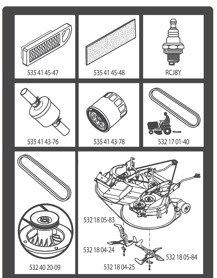 Frequently Used Parts Diagram and Parts List for CTH150-TWIN 2010-01 Husqvarna Lawn Tractor