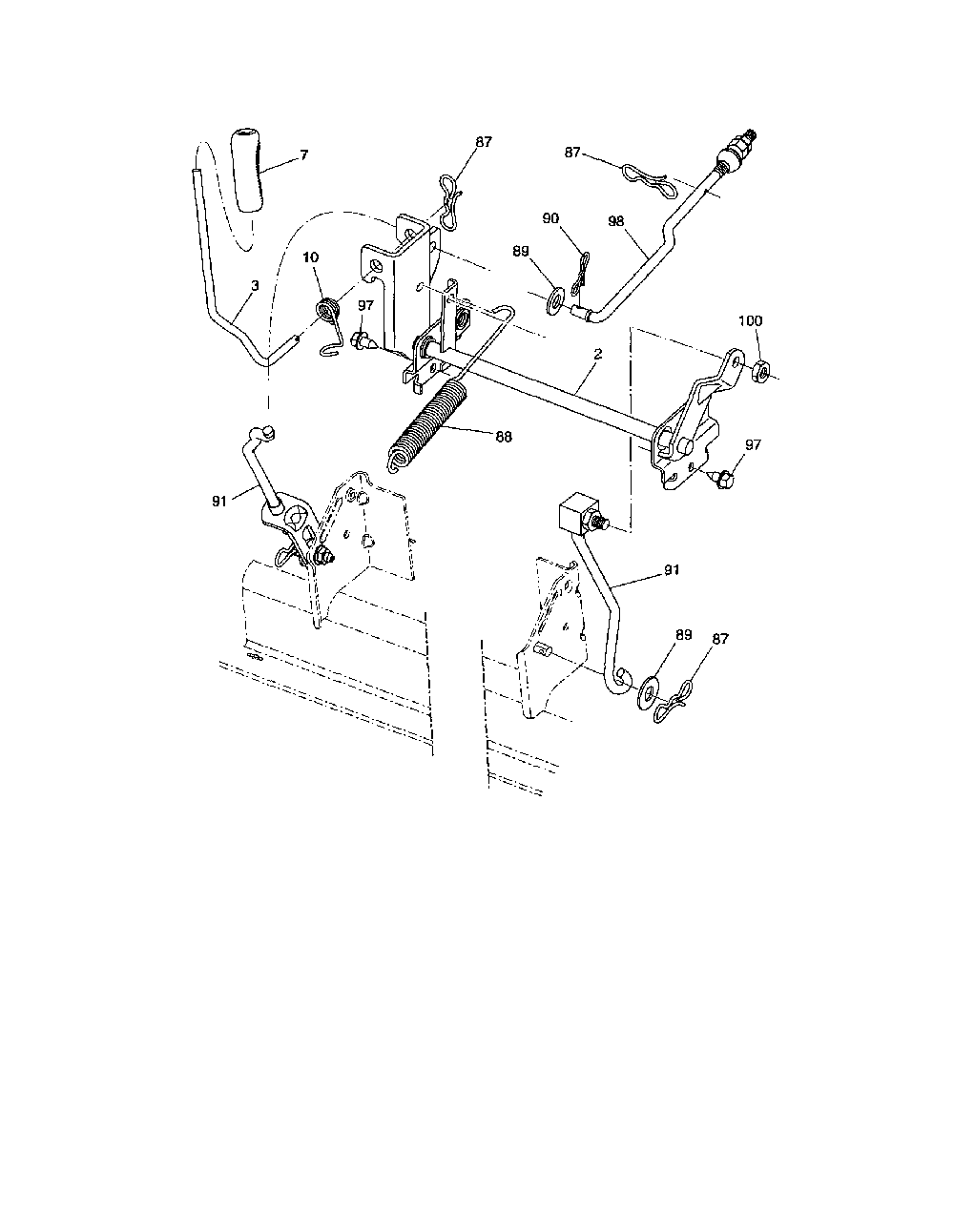 Mower lift Diagram and Parts List for YTH2246-917287540  Husqvarna Lawn Tractor
