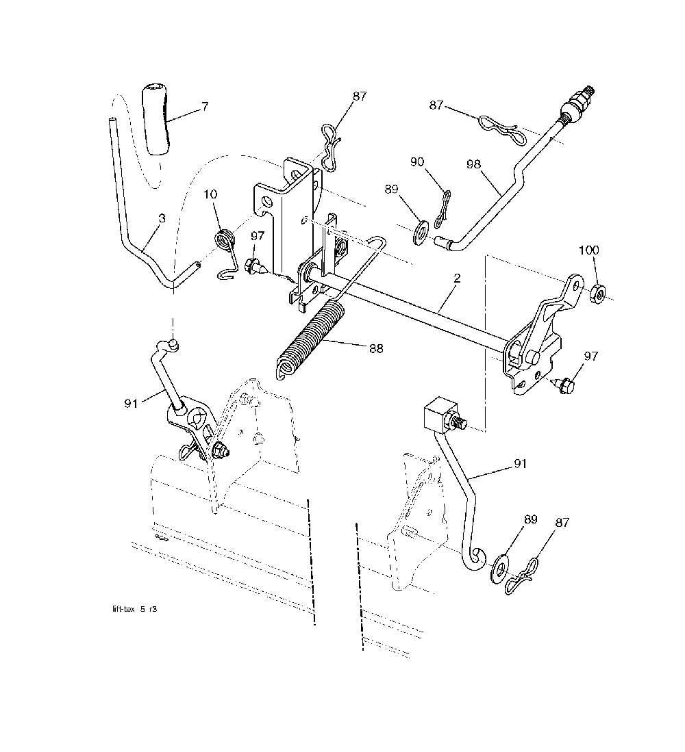 Mower Lift / Deck Lift Diagram and Parts List for LTH1842TWIN (96041005300, 960410053)(2007-03) Husqvarna Lawn Tractor