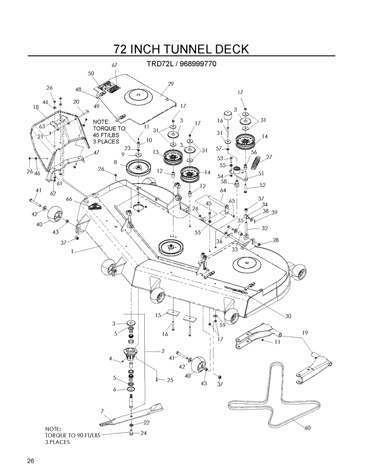 Mower Deck / Cutting Deck Diagram and Parts List for 968999770 2007-12 Husqvarna Lawn Mower