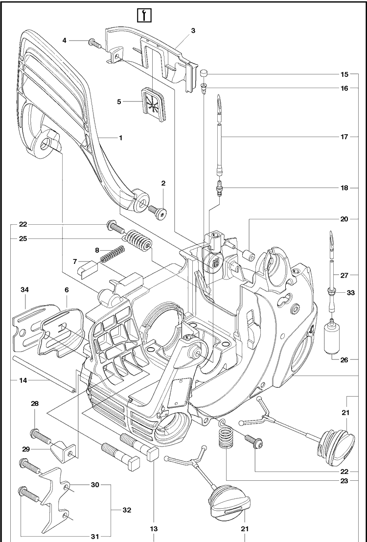 Fuel Tank And Handle Diagram and Parts List for 120MARKII (967861901)(20181800001-Current) Husqvarna Chainsaw