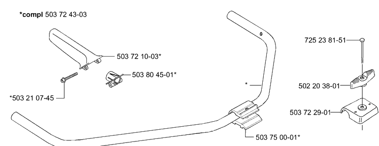 Handle 232r/Rd Diagram and Parts List for 232RD 2000-10 Husqvarna Brush Cutter