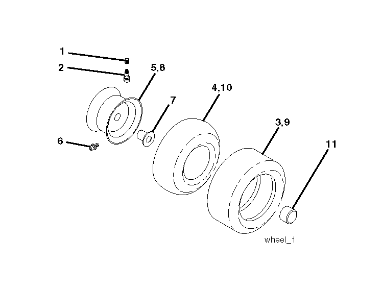 Wheels And Tires Diagram and Parts List for CTH220TWIN (96061019102)(2007-11) Husqvarna Lawn Tractor