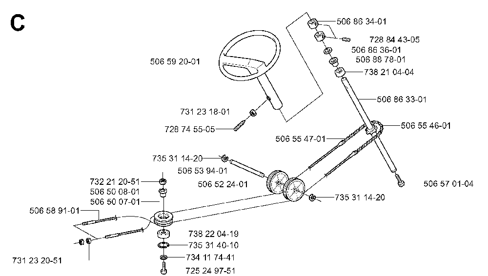 Steering Diagram and Parts List for RIDER13BIOCLIP (953520901)(2003-11) Husqvarna Lawn Tractor