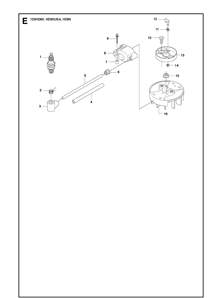 Ignition System Diagram and Parts List for 123HD65X 20100600001-Current Husqvarna Hedge Trimmer