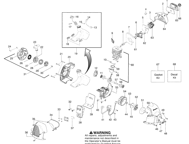 Engine Diagram and Parts List for 128L (545011599)(2009-08) Husqvarna Trimmer