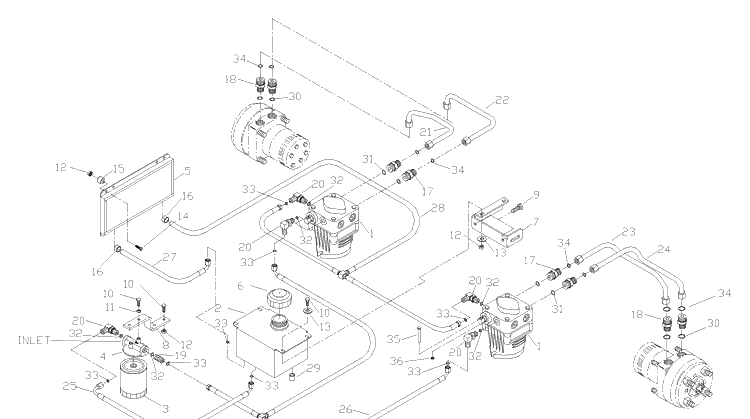 Hydraulic System Assembly Diagram and Parts List for ZTH6125KAA (968999166)(2002-10) Husqvarna Lawn Mower