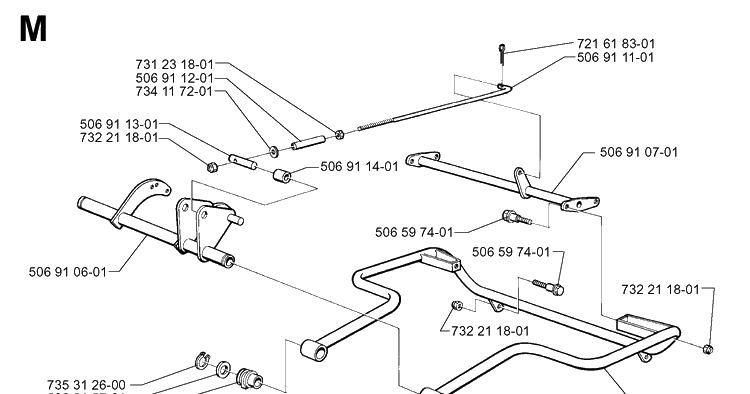 Frame Diagram and Parts List for RIDER850HST 1997-03 Husqvarna Lawn Mower