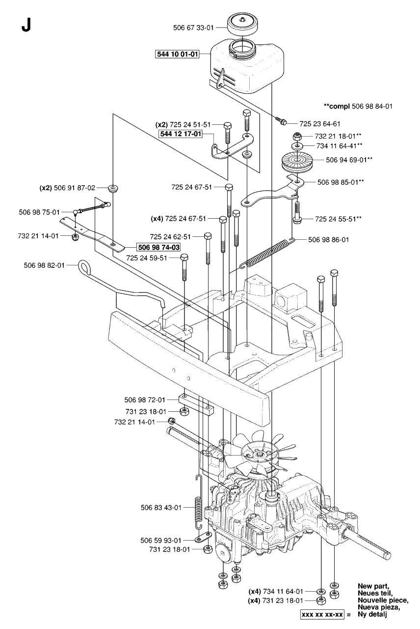 Transmission Diagram and Parts List for R15-V2AWD (965080101)(2006-05) Husqvarna Lawn Tractor