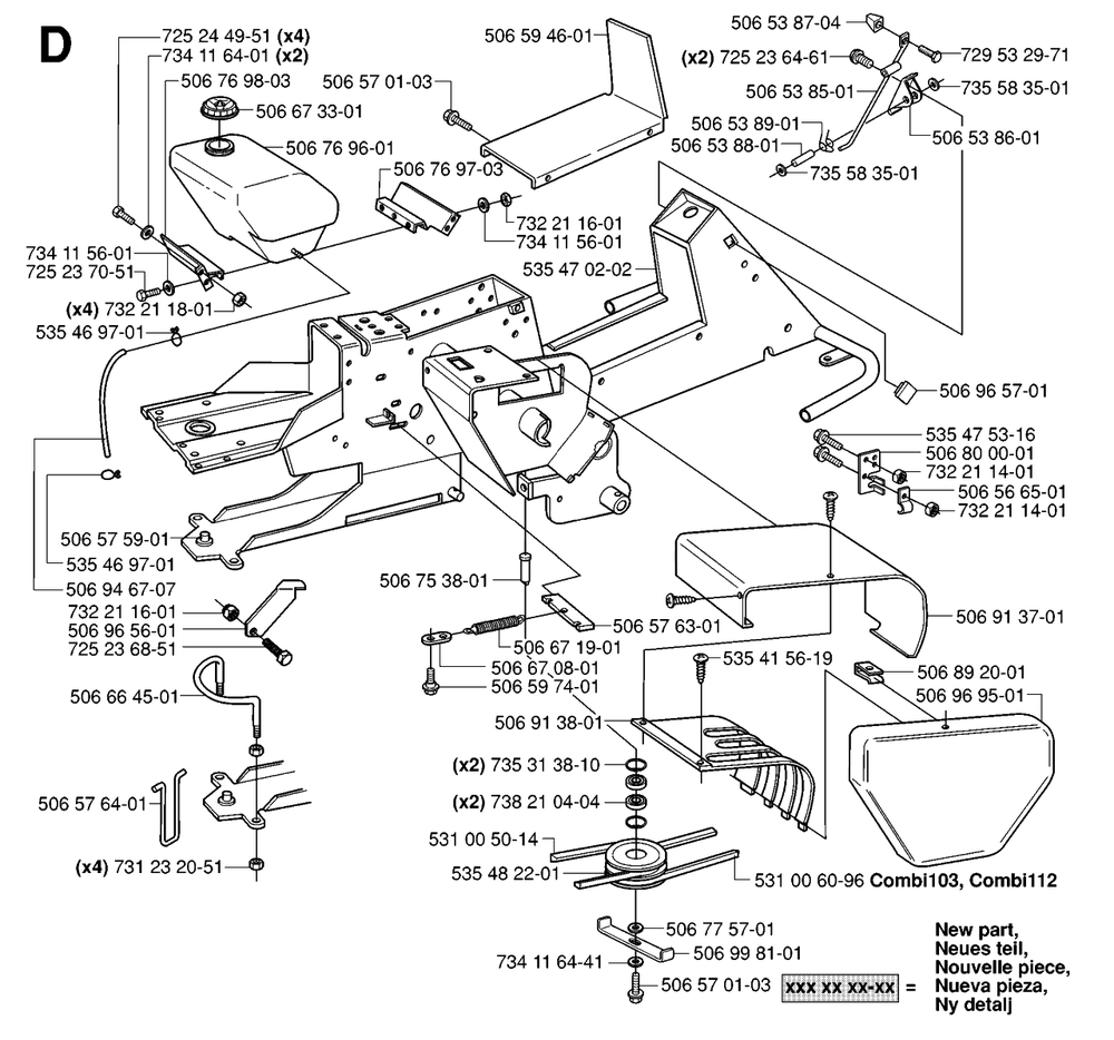 Chassis / Frame Diagram and Parts List for R15-V2 (953533701)(2006-01) Husqvarna Lawn Tractor