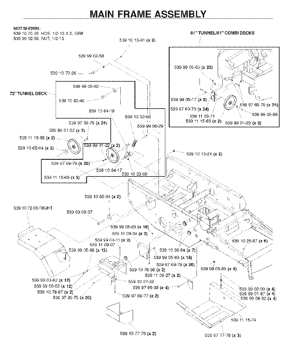 Mainframe, Left Side Diagram and Parts List for BZ34C (968999316)(2006-04) Husqvarna Lawn Tractor