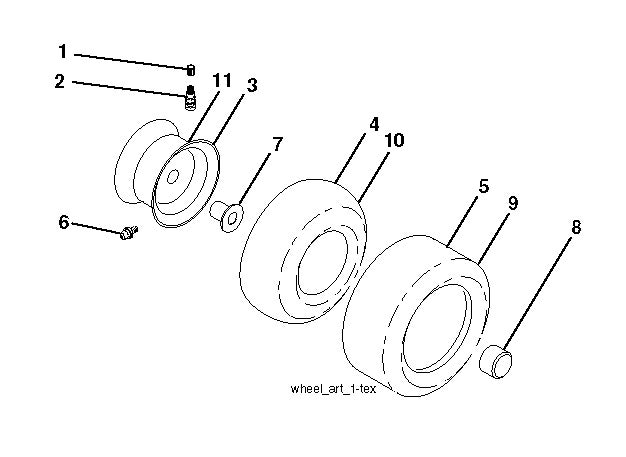 Wheels And Tires Diagram and Parts List for LGT54DXL  Husqvarna Lawn Tractor