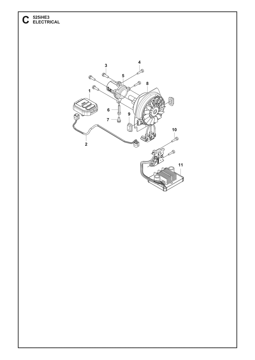 Electrical Diagram and Parts List for 525IHE3  Husqvarna Trimmer