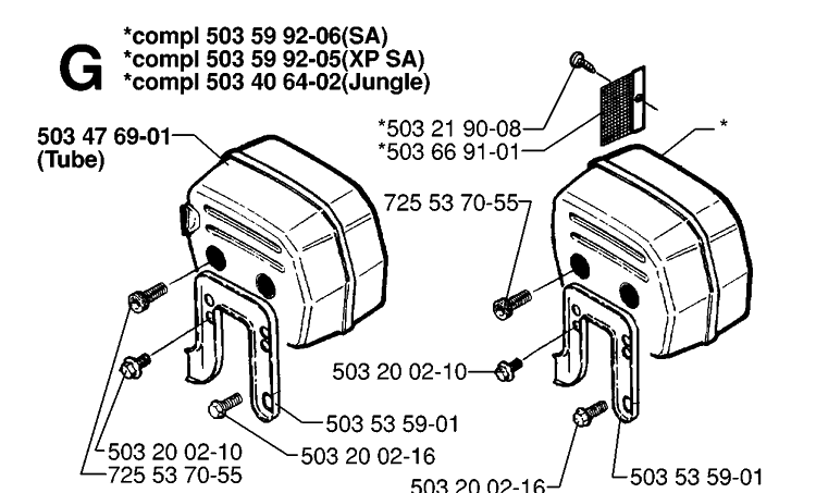 Muffler Diagram and Parts List for 268 19970100001-19994500000 Husqvarna Chainsaw