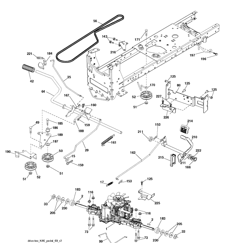 Drive Diagram and Parts List for LTH174 (96041024401)(2012-8) Husqvarna Lawn Tractor