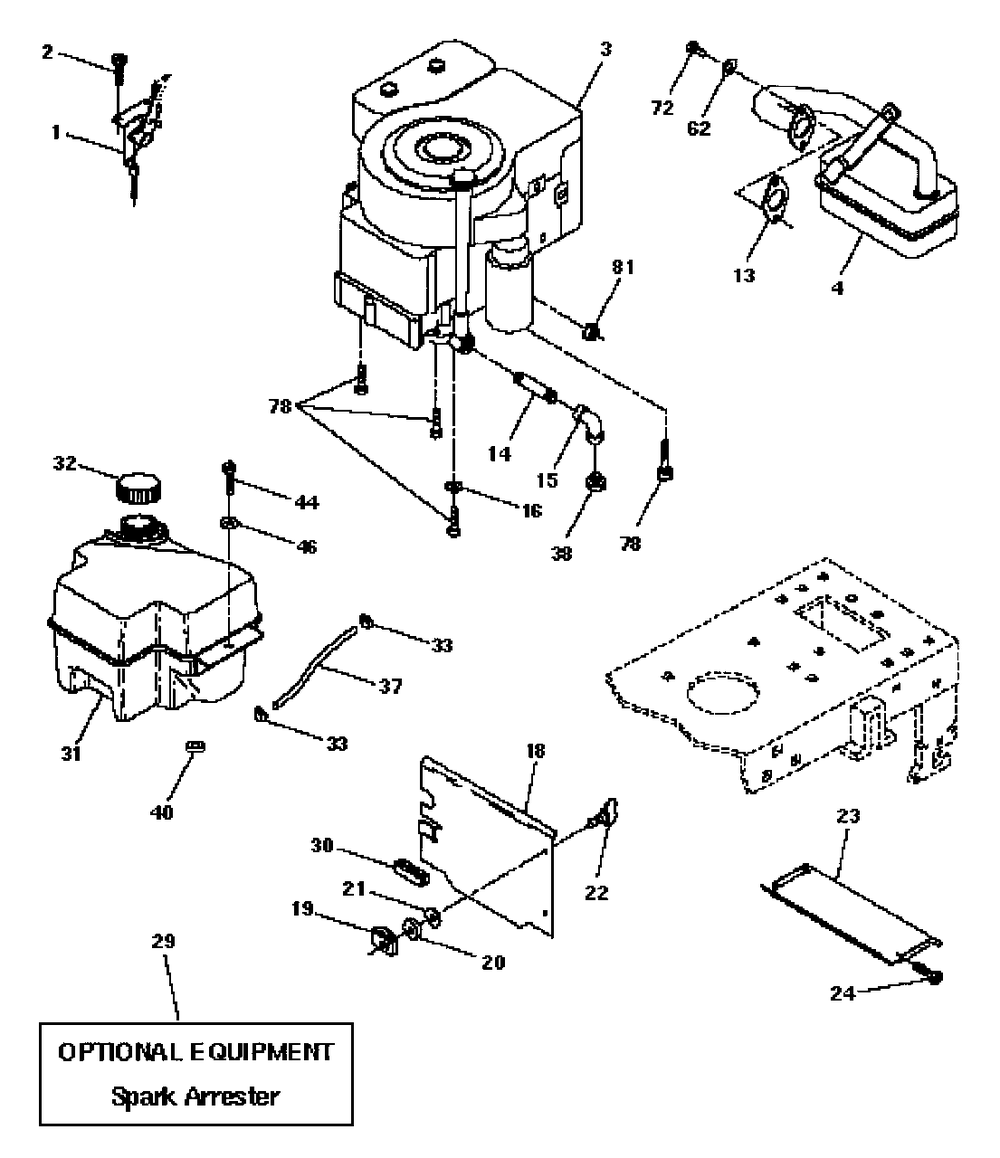 Engine Diagram and Parts List for LT125 (954002711-C)(1996-04) Husqvarna Lawn Tractor