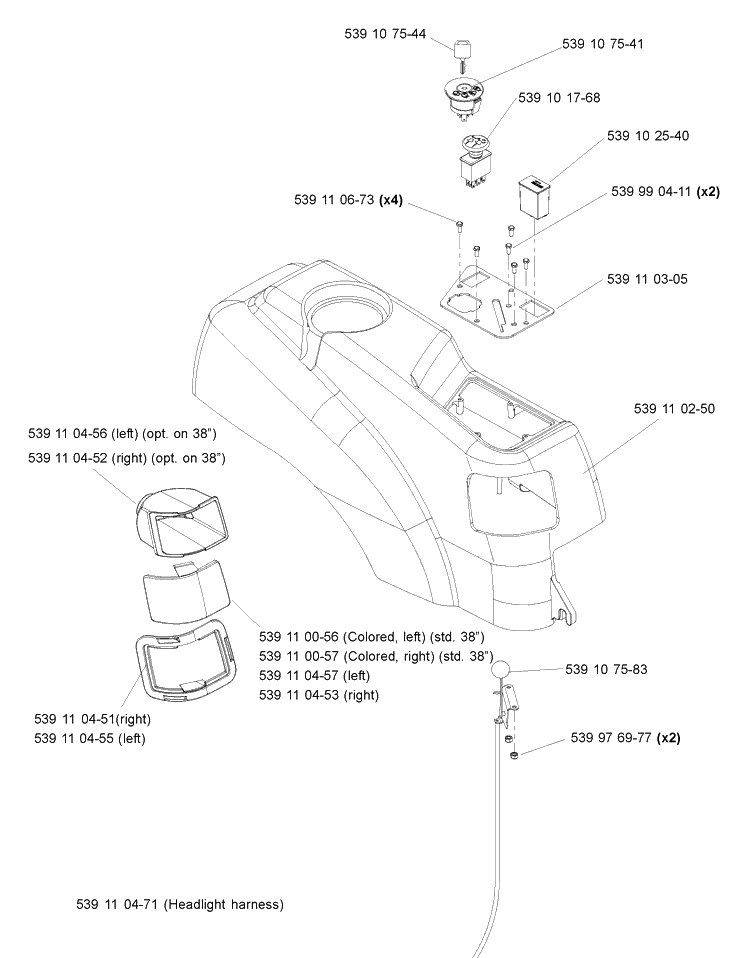 Console Assembly Diagram and Parts List for Z4217 2004-11 Husqvarna Lawn Mower