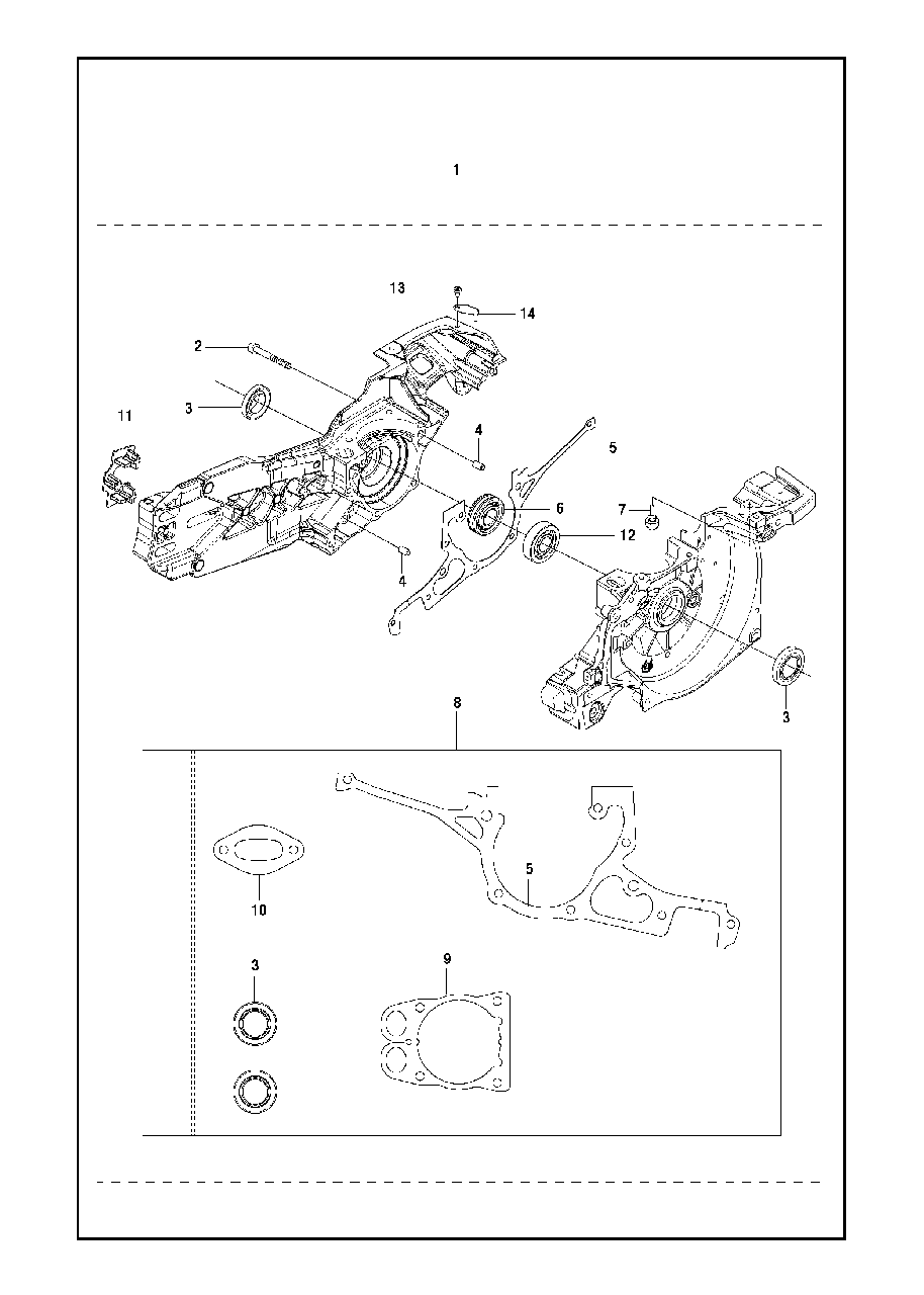 Crankcase Diagram and Parts List for K970III 2016-07 Husqvarna Circular Saw