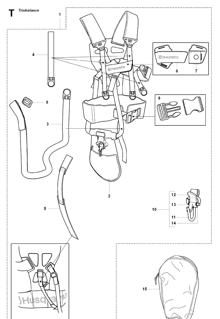 Harness Diagram and Parts List for 355FX 20082700001-20192999999 Husqvarna Brush Cutter