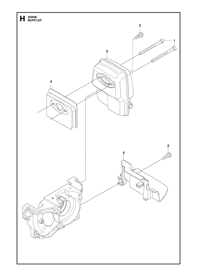 Muffler Diagram and Parts List for 253RB 20182200001-Current Husqvarna Brush Cutter