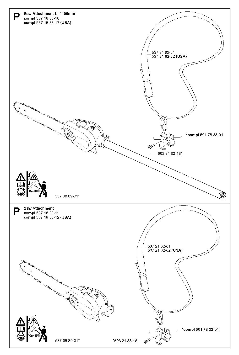 Attachments Diagram and Parts List for 325P5 (X-SERIES)(20042300001-20062999999) Husqvarna Pole Saw