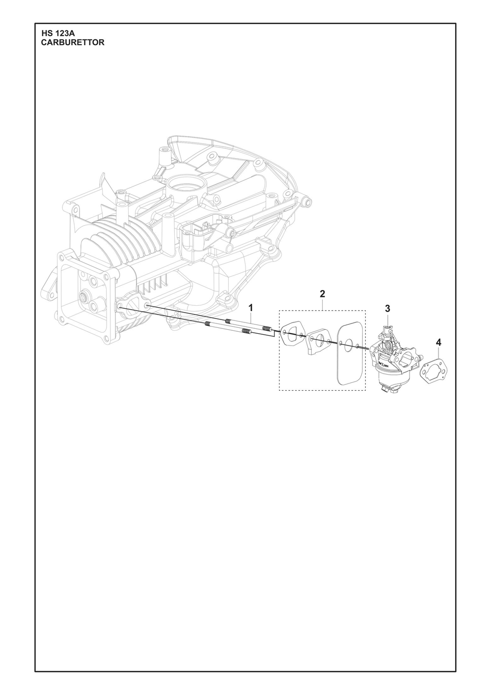 Carburetor Diagram and Parts List for HS123A  Husqvarna Engine
