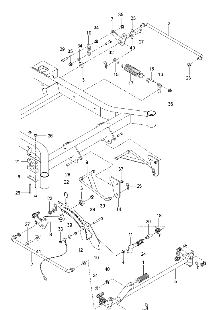 Mower Lift / Deck Lift Diagram and Parts List for M-ZT61 (96717701001)(2019-02) Husqvarna Lawn Mower