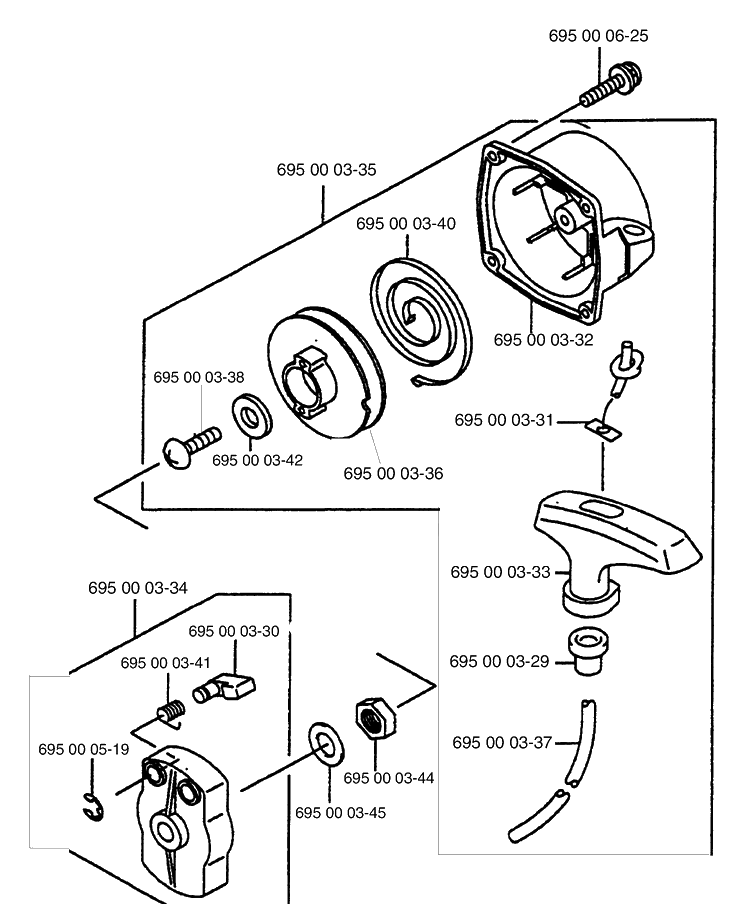 Starter Diagram and Parts List for 145BT (Carb II)(2001-04) Husqvarna Leaf Blower / Vacuum