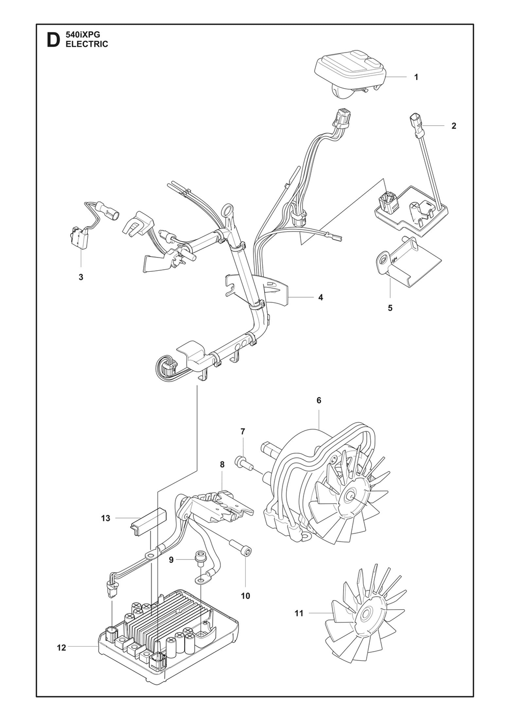 Electrical Diagram and Parts List for 540IXPG  Husqvarna Chainsaw