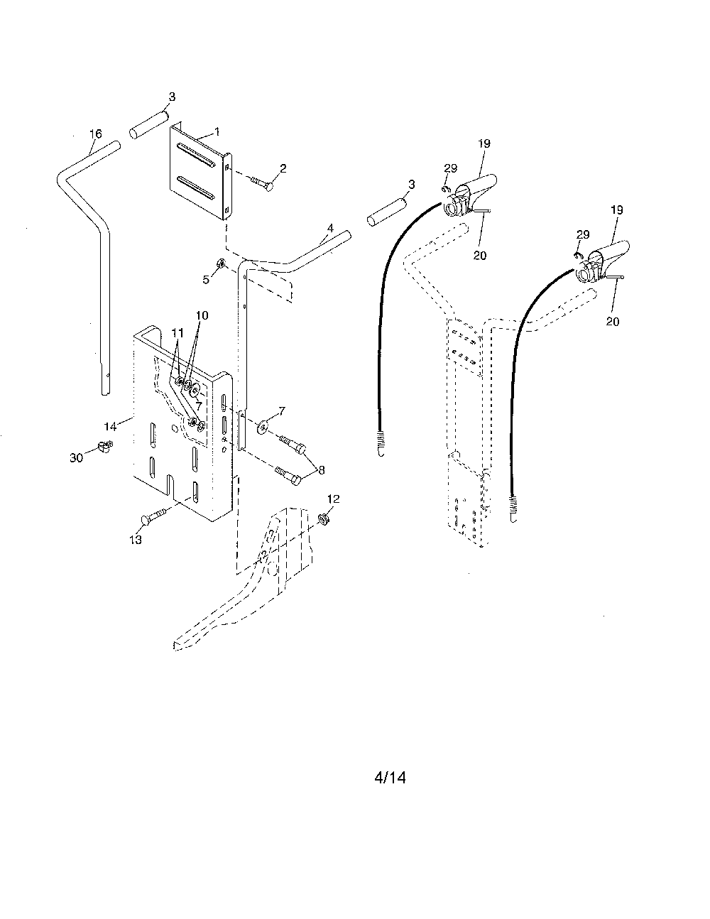 Handle Diagram and Parts List for 917250093  Husqvarna Tiller